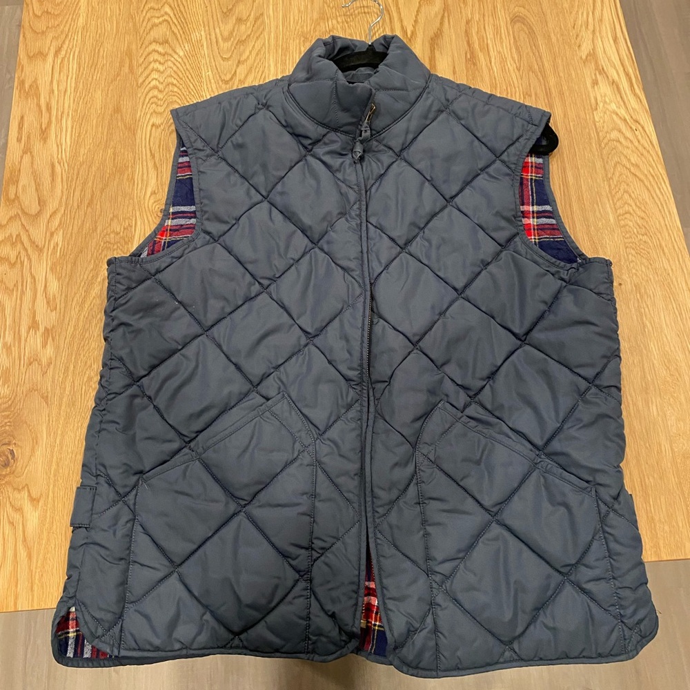 J. Crew Quilted Zippered Vest Navy